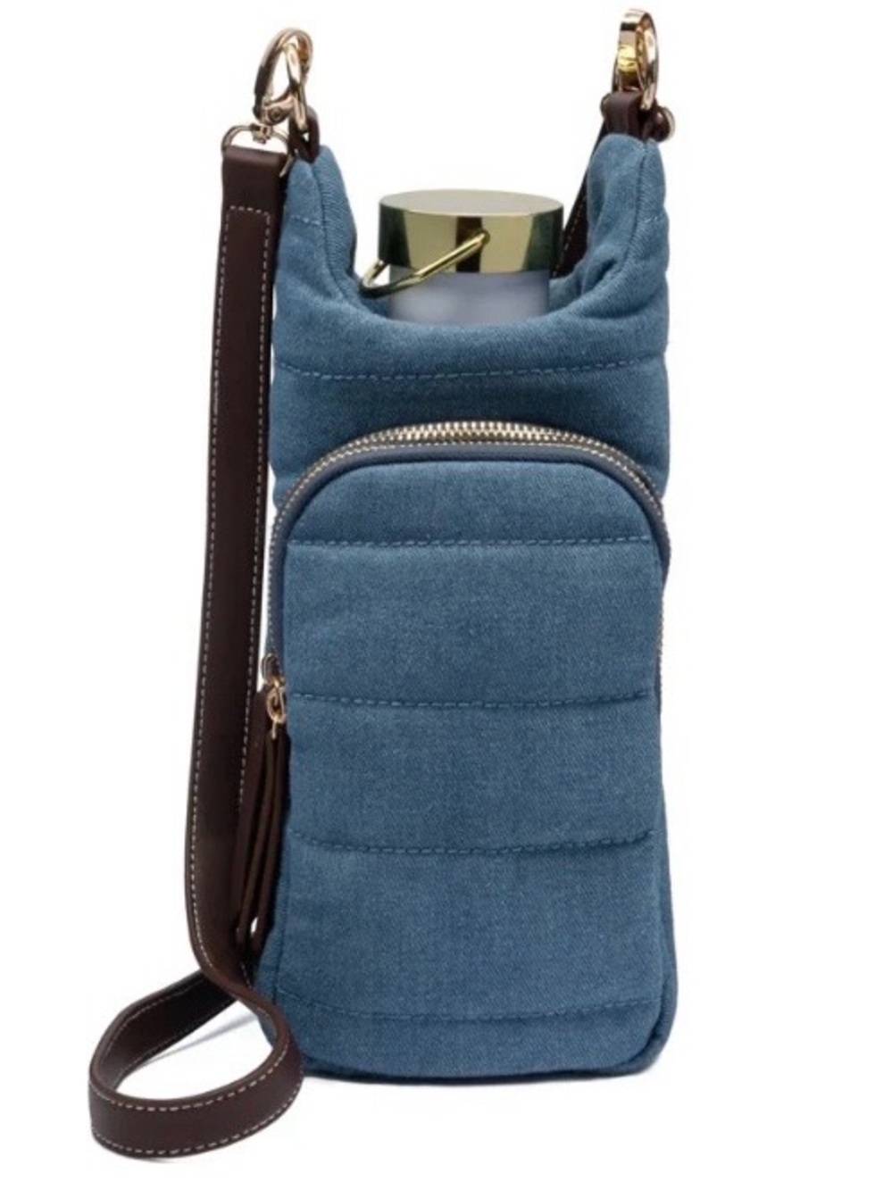WANDERFULL Denim Crossbody Hydro Bag
 Adjustable Strap . Water, phone cc’s NWT